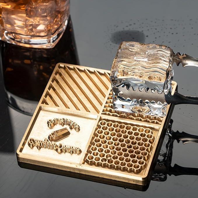 Ice Design Tray – Small Ice Cube Mold with Custom Brass Stamp for Whiskey & Cocktails - Image 3