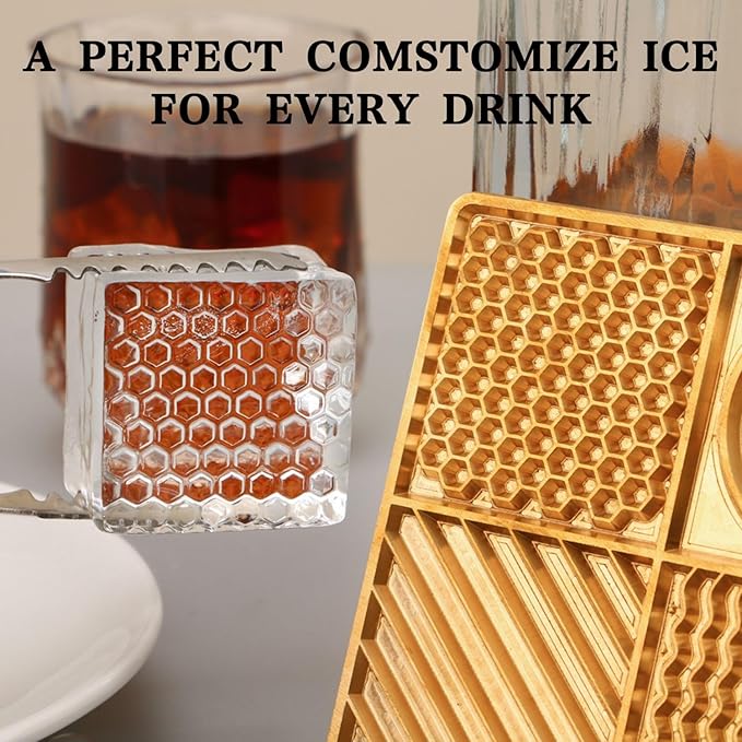 Ice Design Tray – Small Ice Cube Mold with Custom Brass Stamp for Whiskey & Cocktails - Image 6